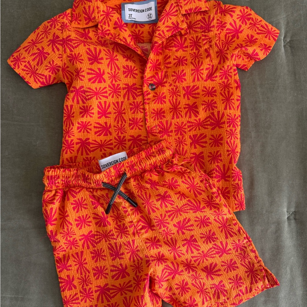 Sovereign Code Boys Summer Outfit-Orange and Pink
